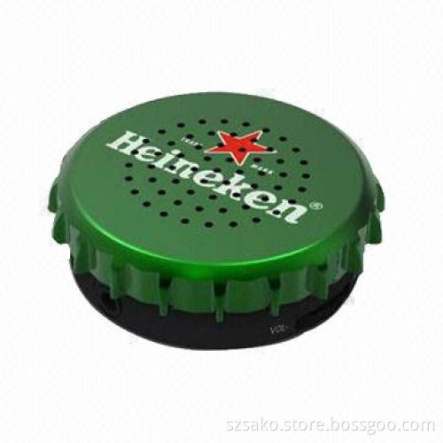 Mini Speaker, Bottle Cap Shape, with Li-ion Battery, Suitable for Smartphone, with 3.5mm Port
